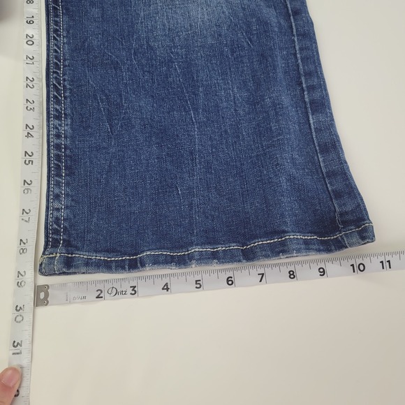 TK Axel Jeans Mens 42x30 Blue Eaton Slim Boot Denim Embroidered Pockets Stretch - Picture 13 of 14